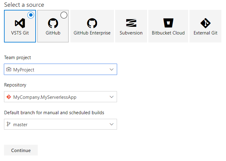 Build and Releasing with VSTS for multiple AWS Serverless Stacks